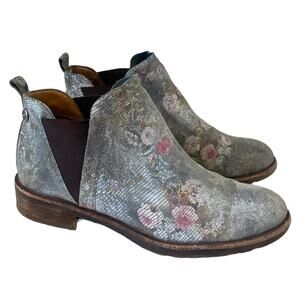 Sofft Bergamo Floral Bootie Womens Sz 7.5 Leather Upper Lining Gray Multi Floral